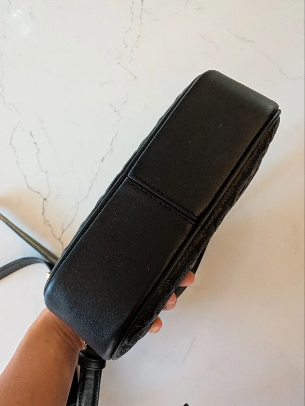 Coach Black Embossed Leather Crossbody Mini Jamie Camera Bag